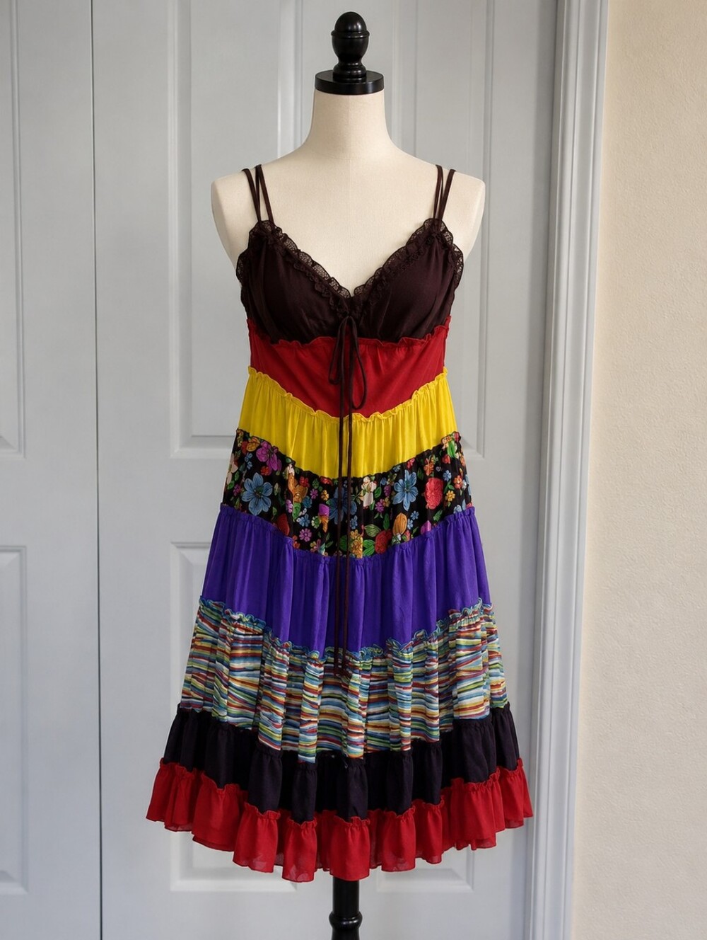 Vintage Victoria's Secret Moda International Multi-Color Tiered Mini Dress